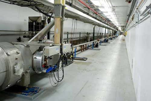 The empty space in the CEBAF linear accelerator sections will be filled with 10 new cryomodules as part of the 12 GeV Upgrade, doubling the energy of JLab's electron beam from 6 Giga-electron Volts to 12 GeV.