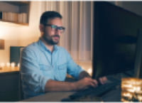 person on laptop at home picture 