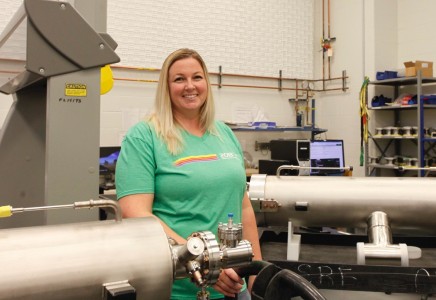 Ashley Mitchell shown in chemistry room.