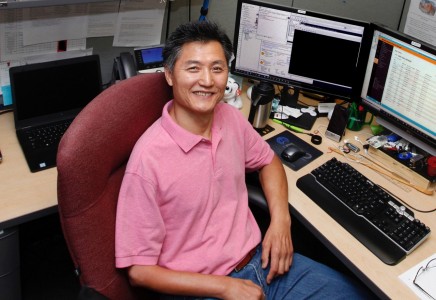 Myung Bang at his desk.