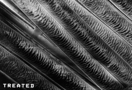 Micrograph of laser treated polyester fabric
