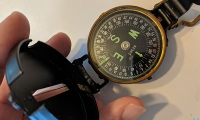 compass, pointing east northeast