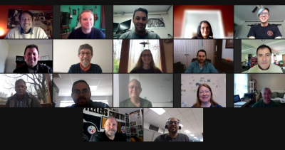 Zoom call with 17 project members in attendance