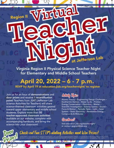 Region II Virtual Teacher Night, April 20, 2022 at 6 p.m. and R.S.V.P. by April 19